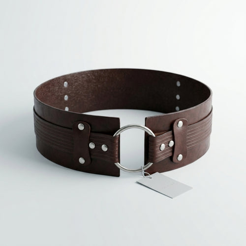 Sienna Women's Wide Leather Waist Belt with O-Ring
