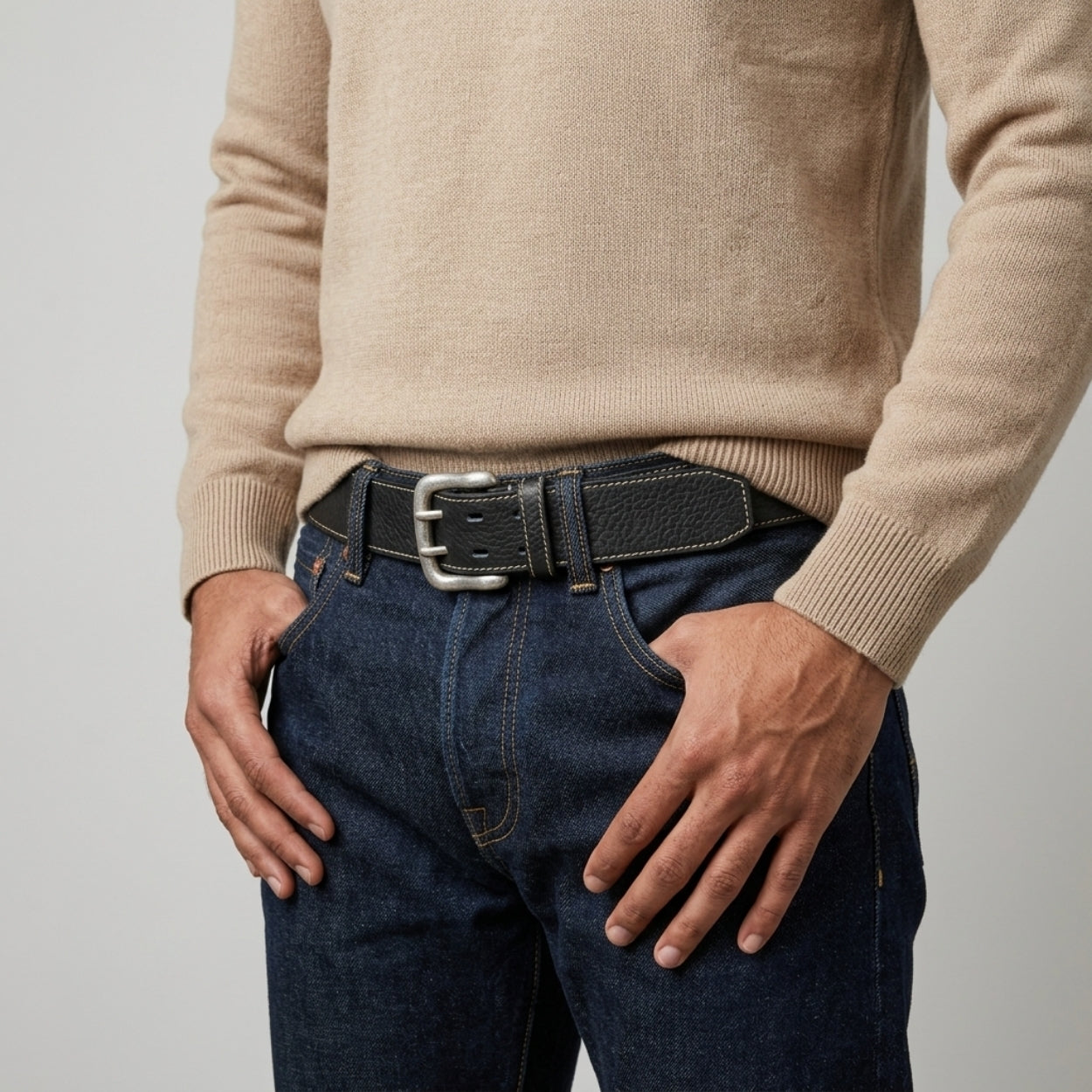Hayes Men's Black Faux Leather Belt
