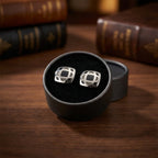 Hudson Mosaic Cufflinks with Dark Polished Enamel Cutouts - BeltNBags