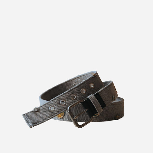 Hudson Grey Webbing Belt with Patch Stitching – Unisex Casual Canvas Belt - BeltNBags