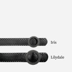 IRIS - Women's Black Genuine Leather Belt with Round Silver buckle