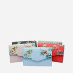 IVANHOE - Addison Road Blue Leather Clutch Bag with Tropical Print - BeltNBags