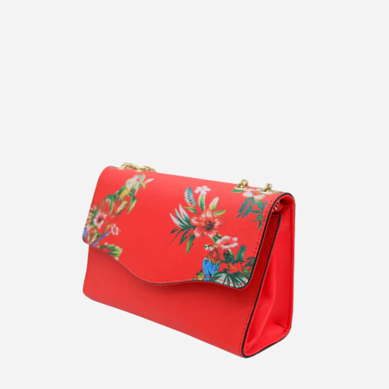 IVANHOE - Addison Road Red Leather Clutch Bag with Tropical Print