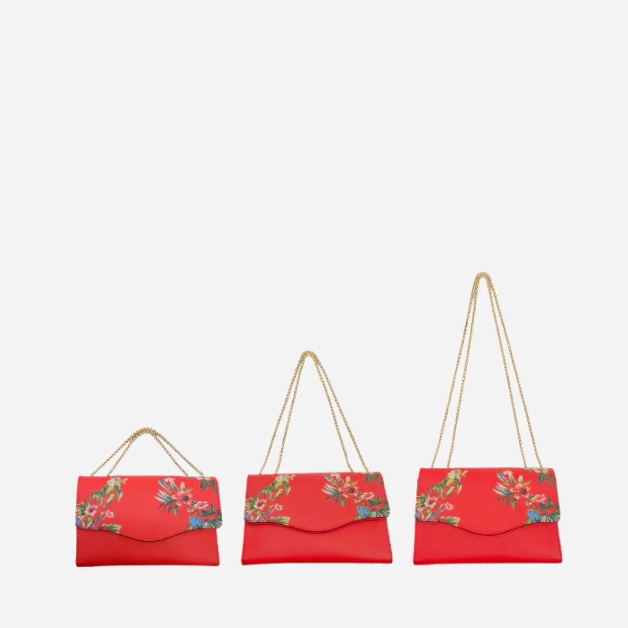 IVANHOE - Addison Road Red Leather Clutch Bag with Tropical Print
