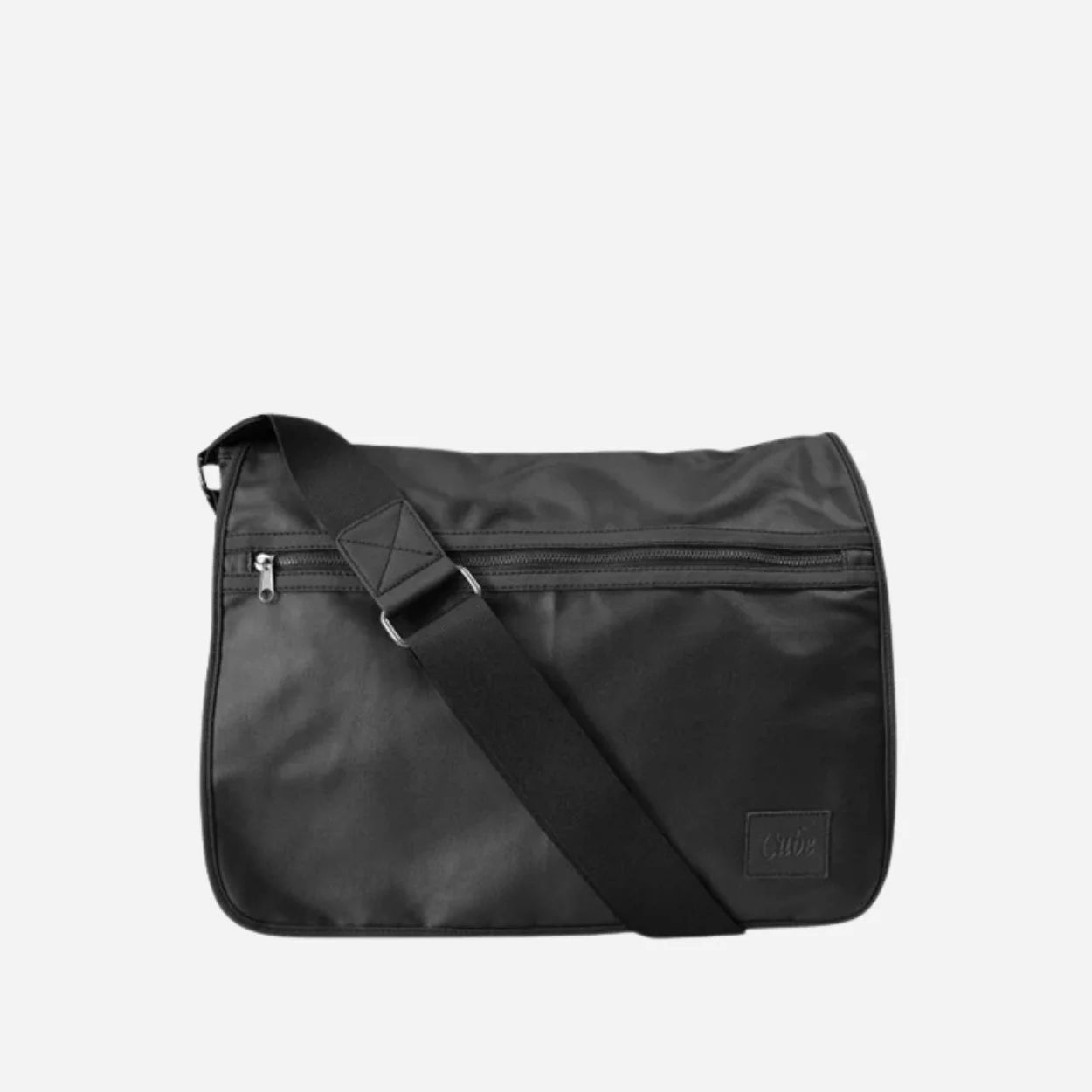 JAMIESON - Mens Black Faux Leather Messenger Bag