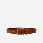 JARROD - Light Tan Genuine Leather Belt with Silver Buckle