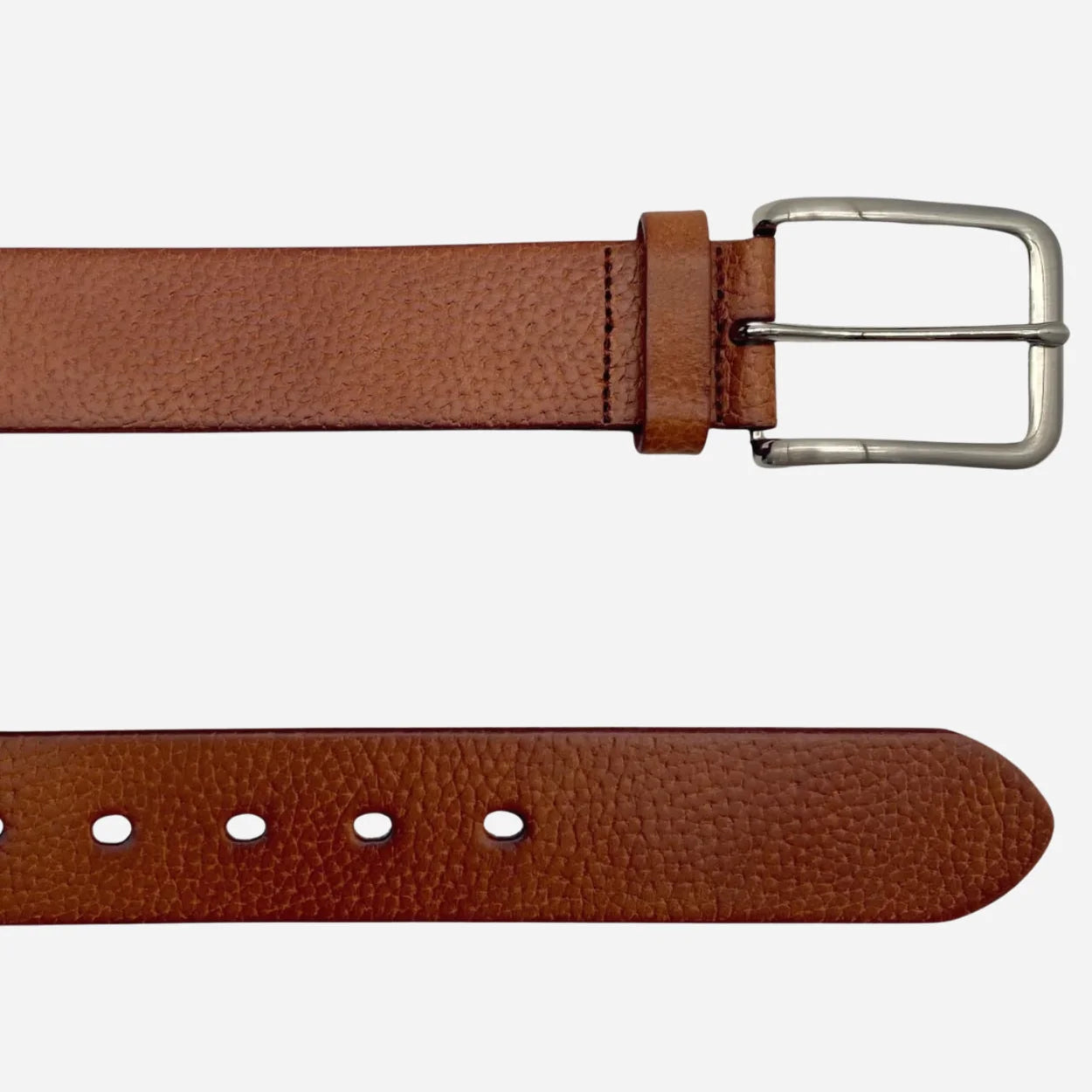 JARROD - Light Tan Genuine Leather Belt with Silver Buckle