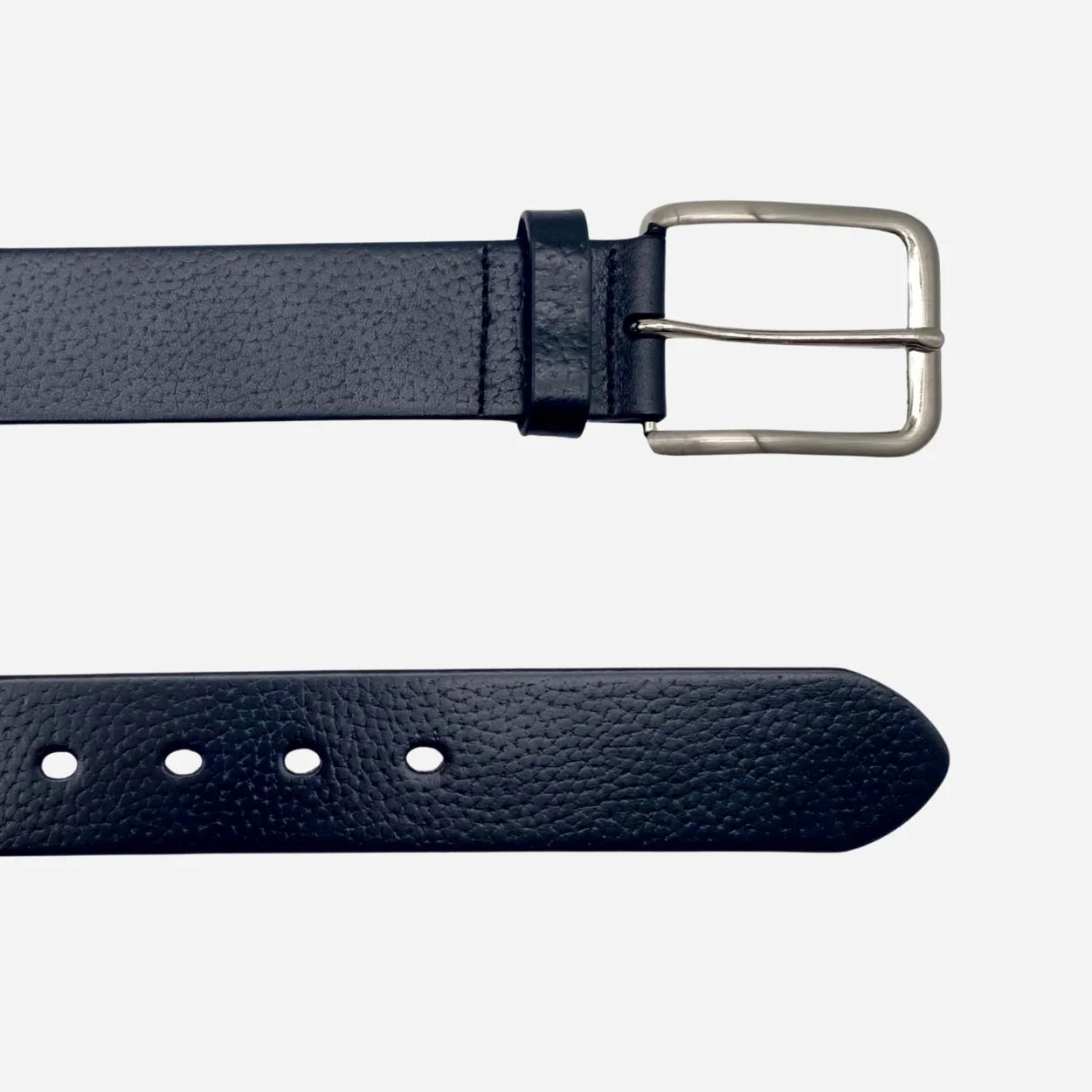 JARROD - Men's Black Genuine Leather Belt with Silver Buckle