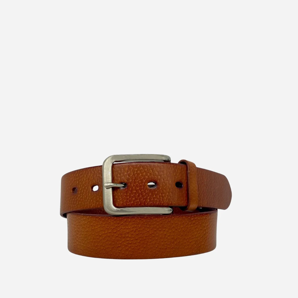 JARROD - Light Tan Genuine Leather Belt with Silver Buckle