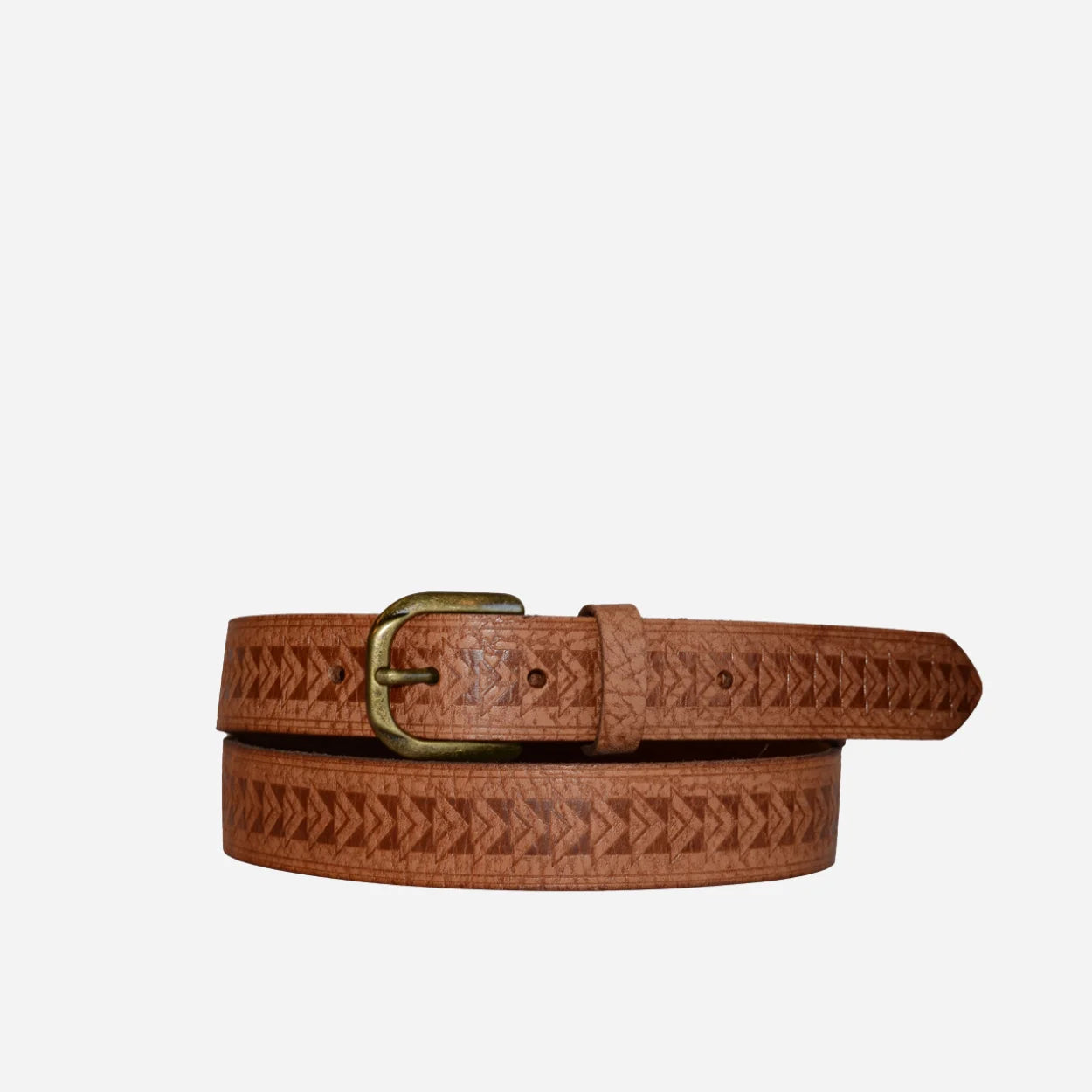 PALUMIA - Women's Plus Size Embossed Tan Genuine Leather Belt
