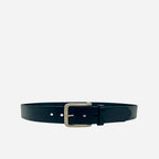 JARROD - Men's Black Genuine Leather Belt with Silver Buckle