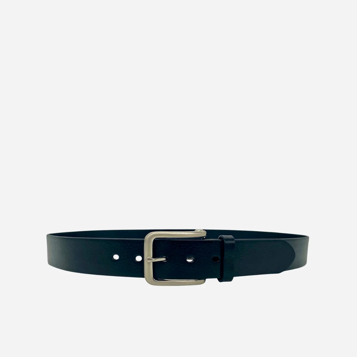 JARROD - Men's Black Genuine Leather Belt with Silver Buckle