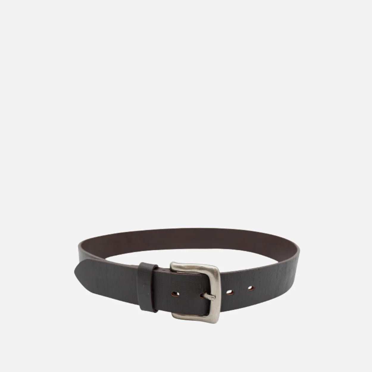 JASPER - Mens Brown Leather Belt with Antique Silver Buckle