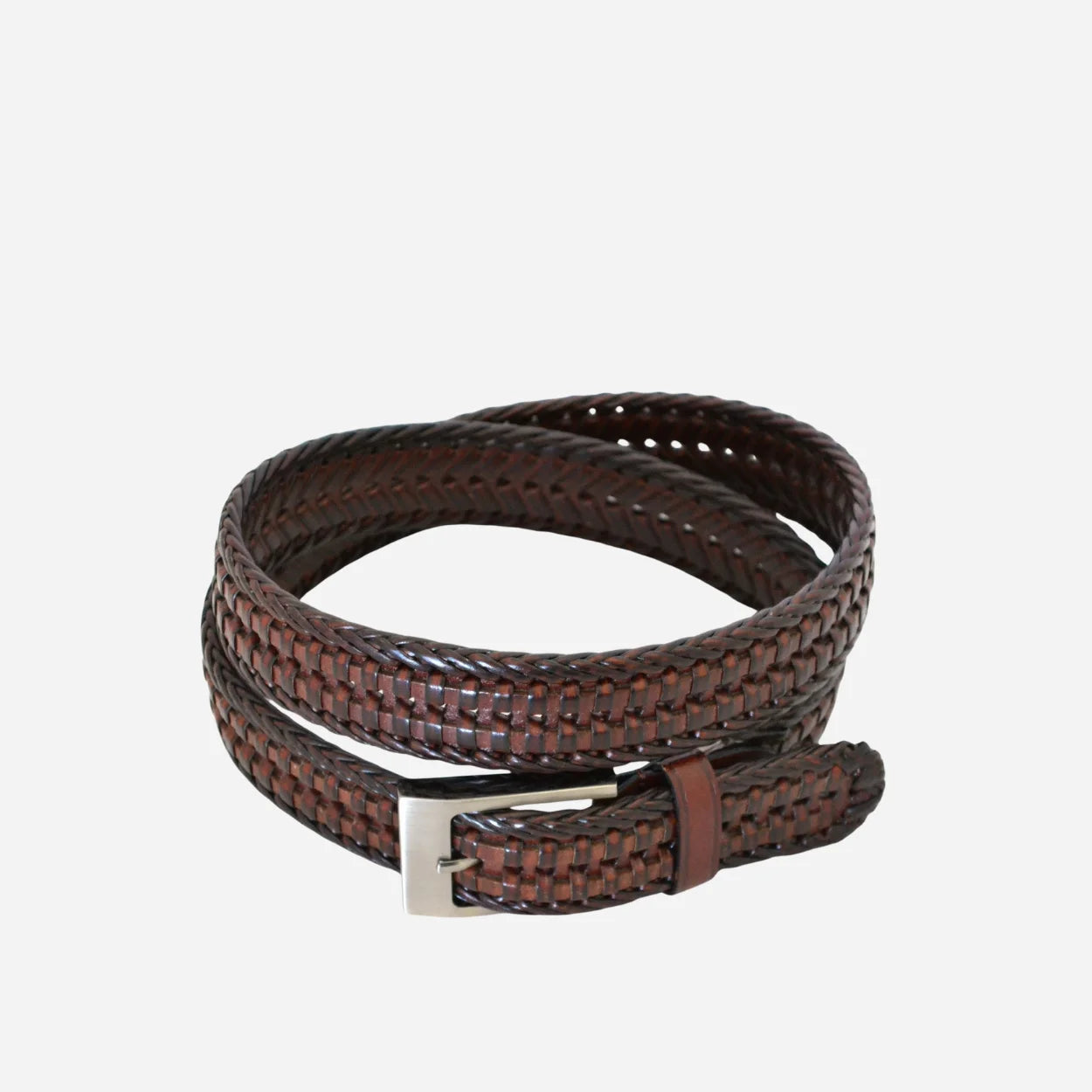 JAX - Mens Brown Bonded Leather Woven Belt