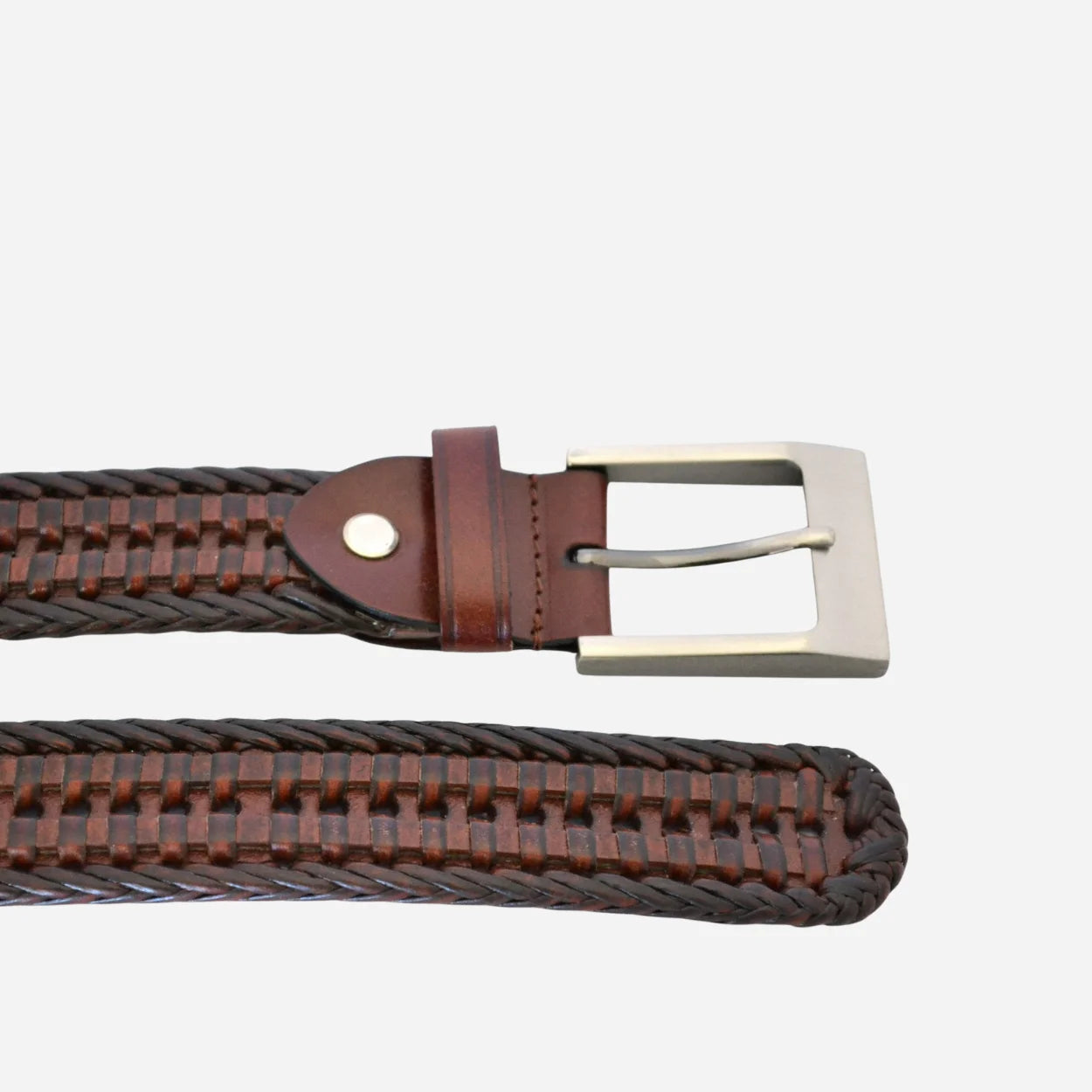JAX - Mens Brown Bonded Leather Woven Belt