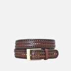 JAX - Mens Brown Bonded Leather Woven Belt - BeltNBags