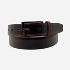 JOE - Men's Dark Brown Genuine Leather Belt with Gunmetal Pin Buckle