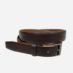 JOE - Men's Dark Brown Genuine Leather Belt with Gunmetal Pin Buckle