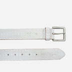 KHALID - Mens Off-White Leather Belt - BeltNBags