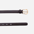 KIAH - Women's Chocolate Genuine Leather Belt with Golden Buckle