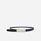 KIMBERLY - Women's Black Matte Genuine Leather Belt with Silver Buckle