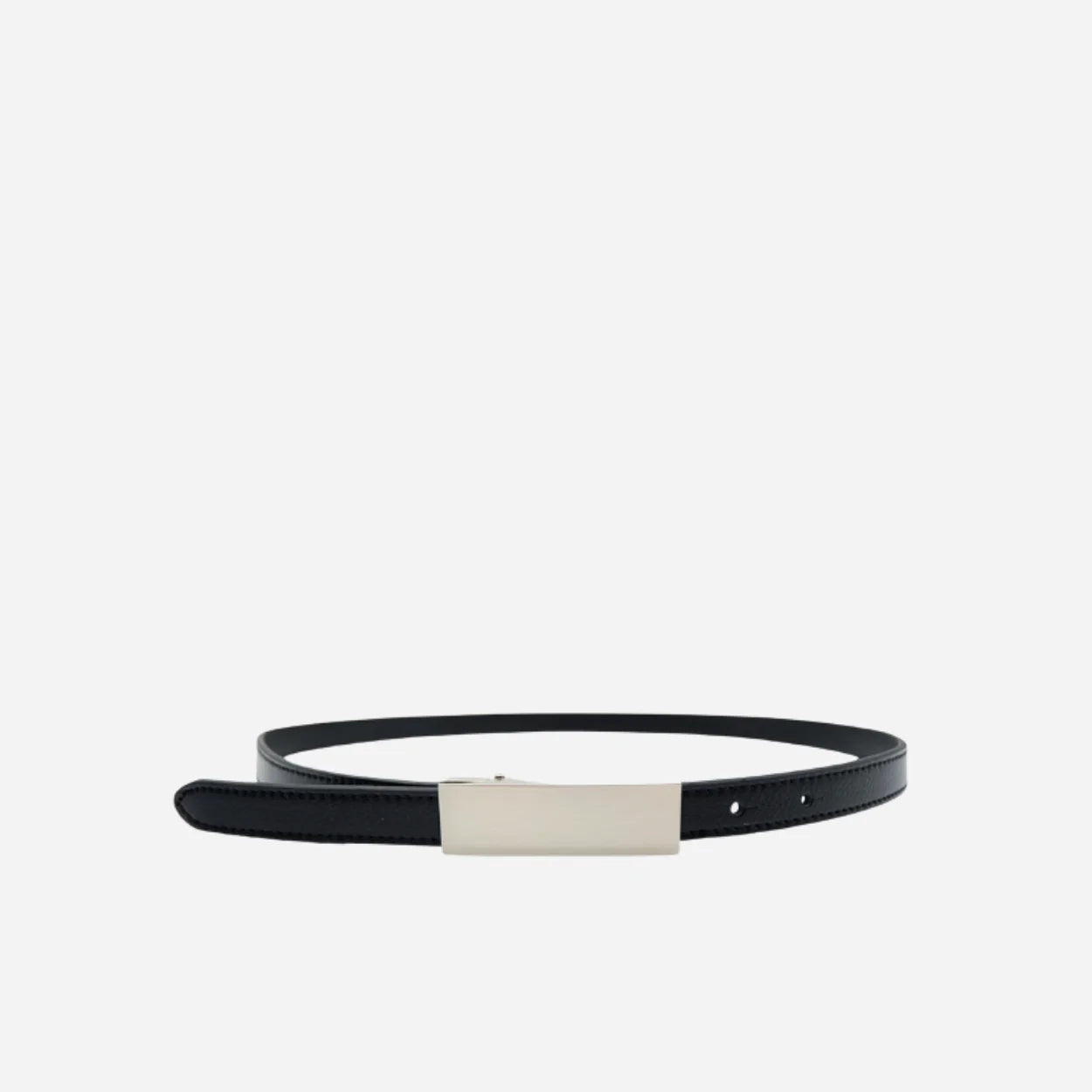 KIMBERLY - Women's Black Matte Genuine Leather Belt with Silver Buckle