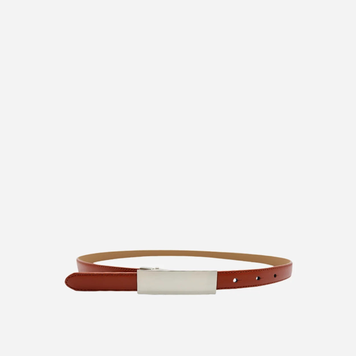 KIMBERLY - Women's Brown Matte Genuine Leather Belt with Silver Buckle