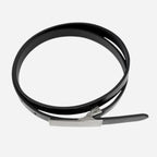KIMBERLY - Womens Black Glossy Patent Leather Reversible Thin Belt - BeltNBags