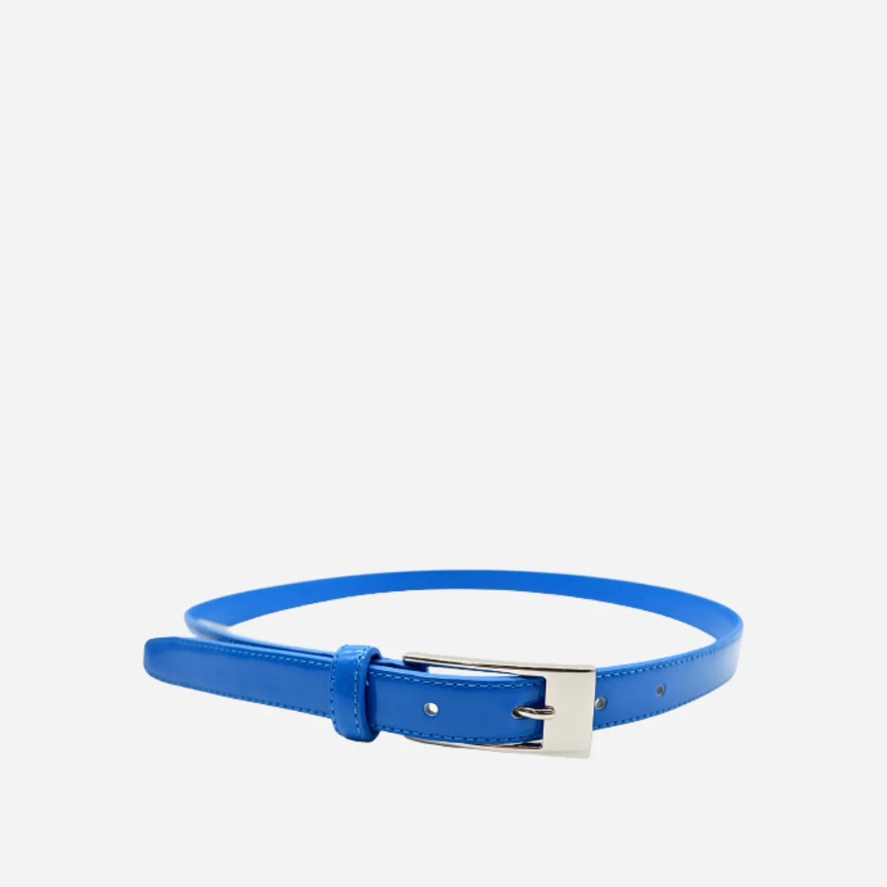 LACEY - Women's Glossy Blue Genuine Leather Patent Belt