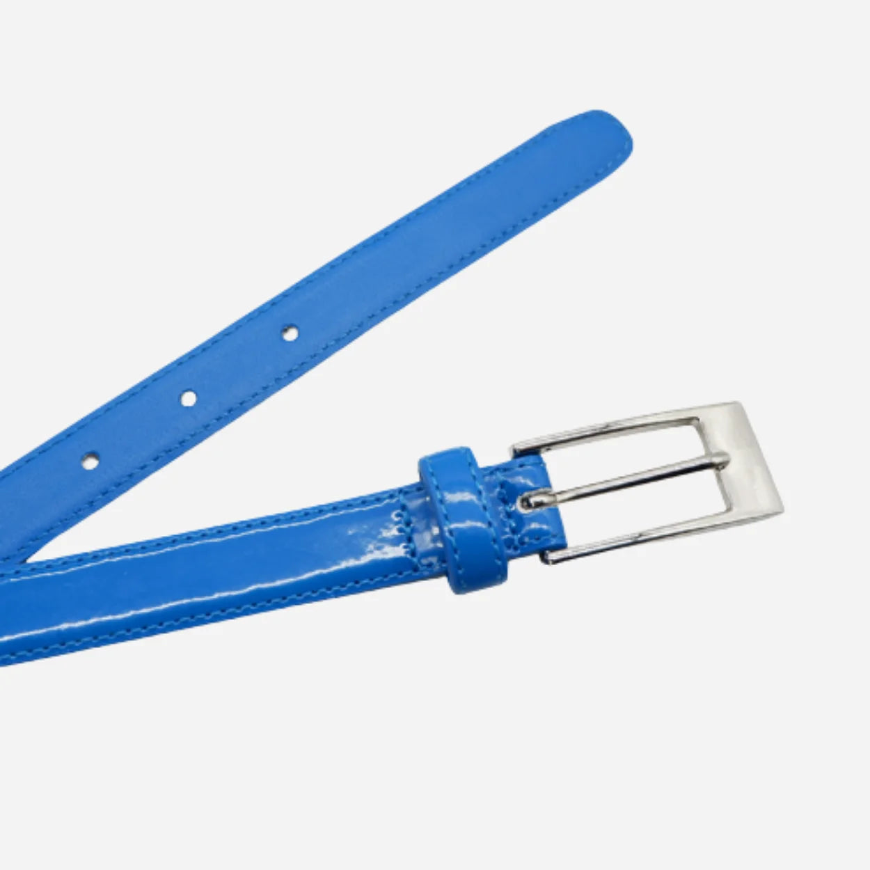 LACEY - Women's Glossy Blue Genuine Leather Patent Belt