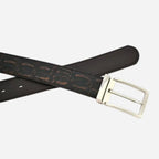 LEEDS - Mens Brown Faux Crocodile Leather Belt - BeltNBags