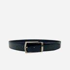 NICHOLAS - Men's Black Patent Genuine Leather Belt with Pin Buckle