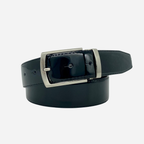 NICHOLAS - Men's Black Patent Genuine Leather Belt with Pin Buckle