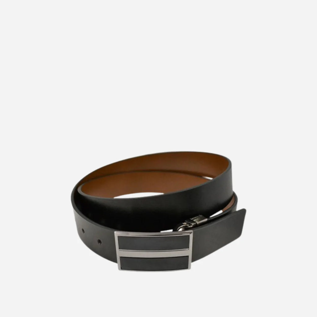 BOND - Mens Black and Brown Reversible Bonded Leather Belt