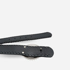 LILYDALE - Women's Black Genuine Leather Belt with Round Silver buckle