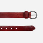 LOLA - Womens Burgundy Embossed Genuine Leather Belt - BeltNBags