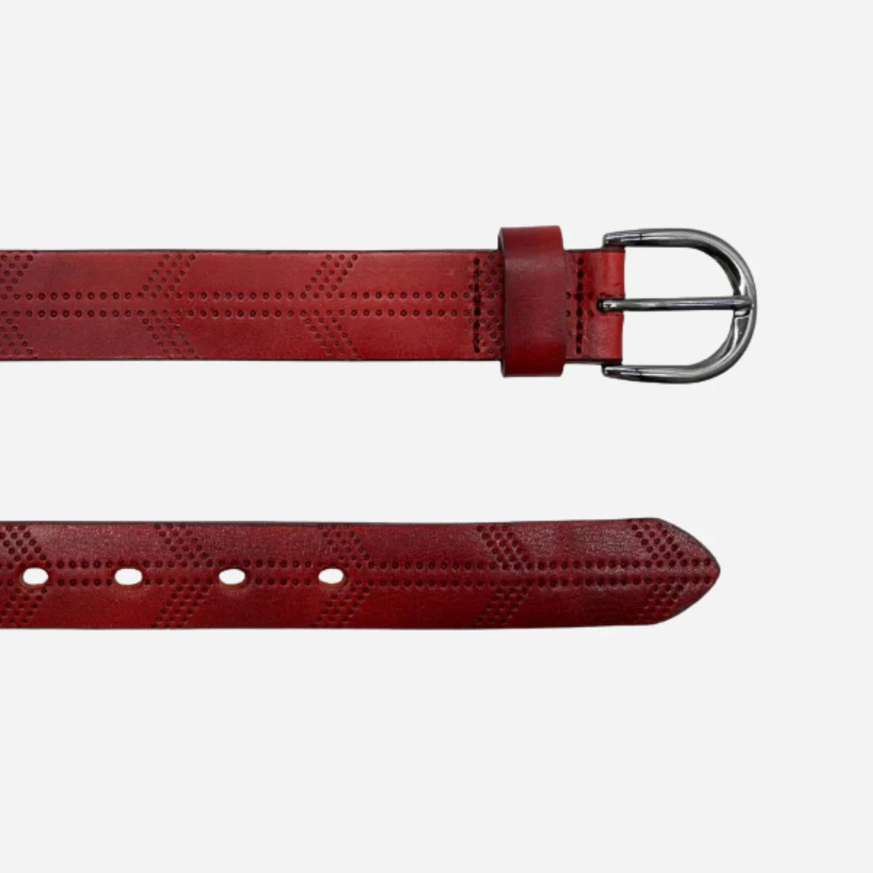 LOLA - Womens Burgundy Embossed Genuine Leather Belt