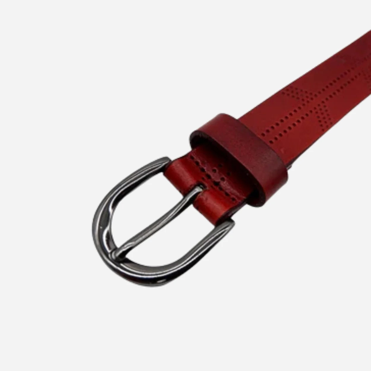 LOLA - Womens Burgundy Embossed Genuine Leather Belt
