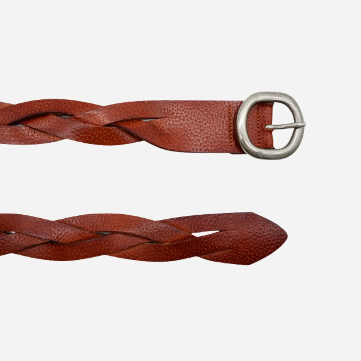 LOUISE - Womens Tan Genuine Leather Plaited Belt