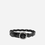 LOUISE - Womens Black Leather Plaited Belt - BeltNBags