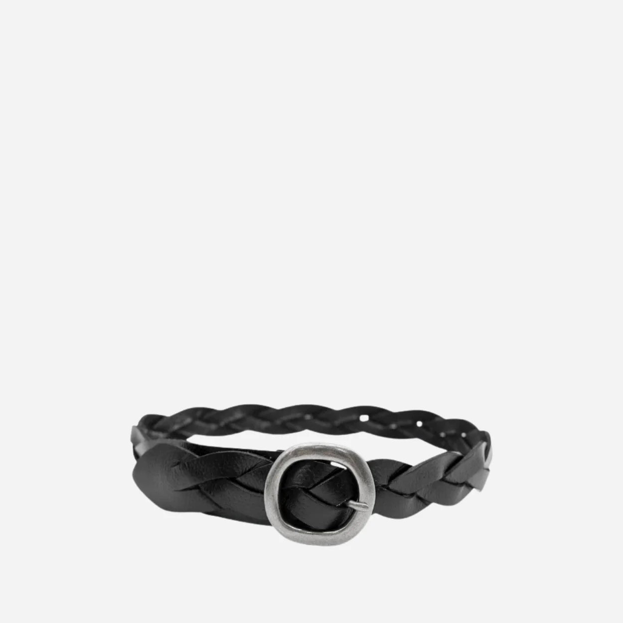 LOUISE - Womens Black Leather Plaited Belt