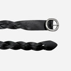 LOUISE - Womens Black Leather Plaited Belt - BeltNBags
