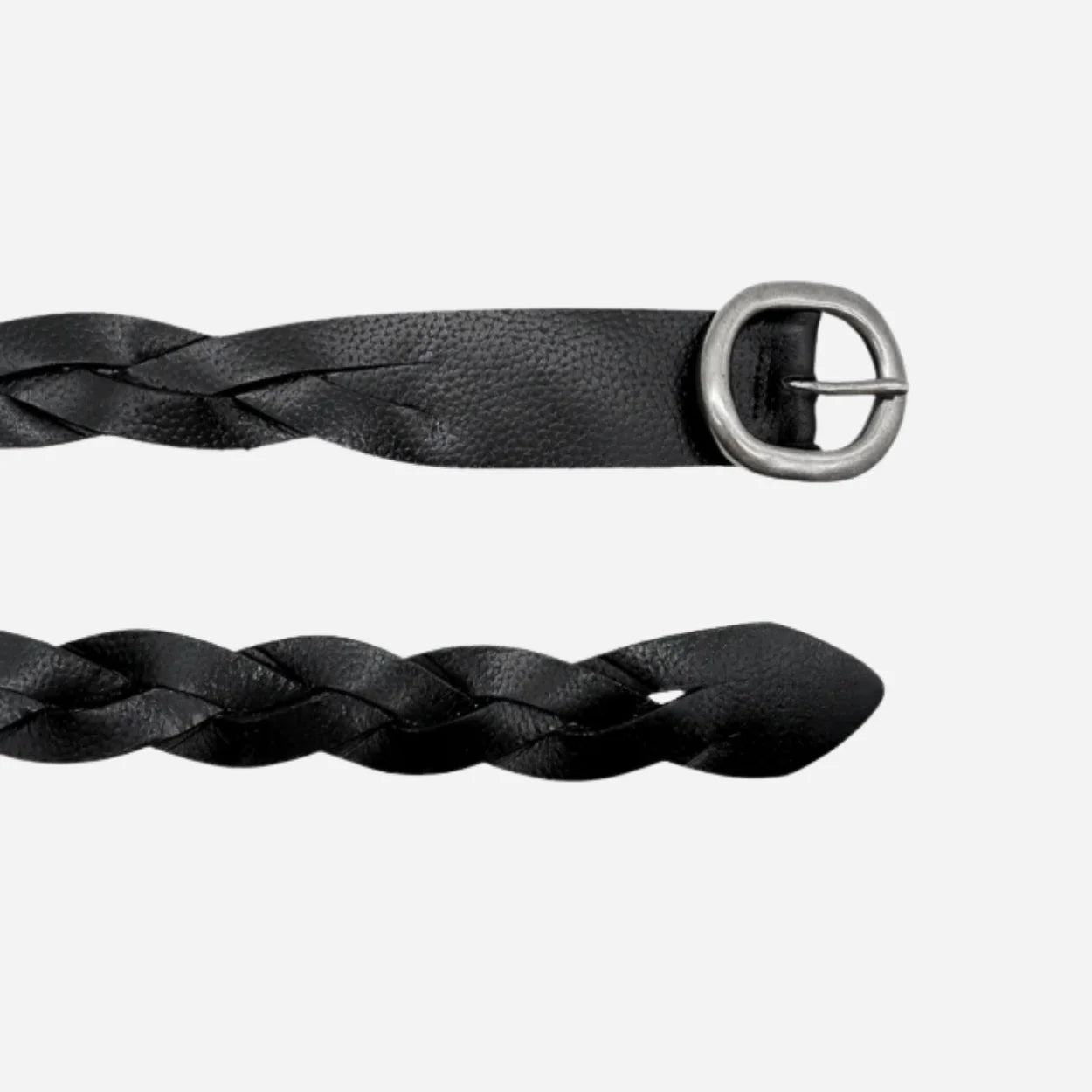 LOUISE - Womens Black Leather Plaited Belt