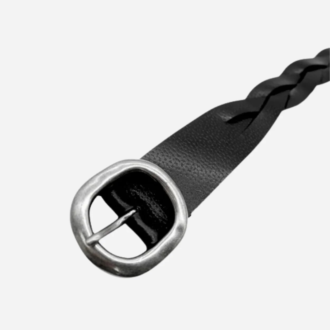 LOUISE - Womens Black Leather Plaited Belt
