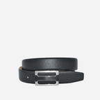 LOURD - Mens Black Premium Genuine Leather Belt with Silver Buckle - BeltNBags