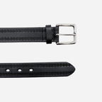LUTHER - Men Women Unisex Black Leather Belt - BeltNBags