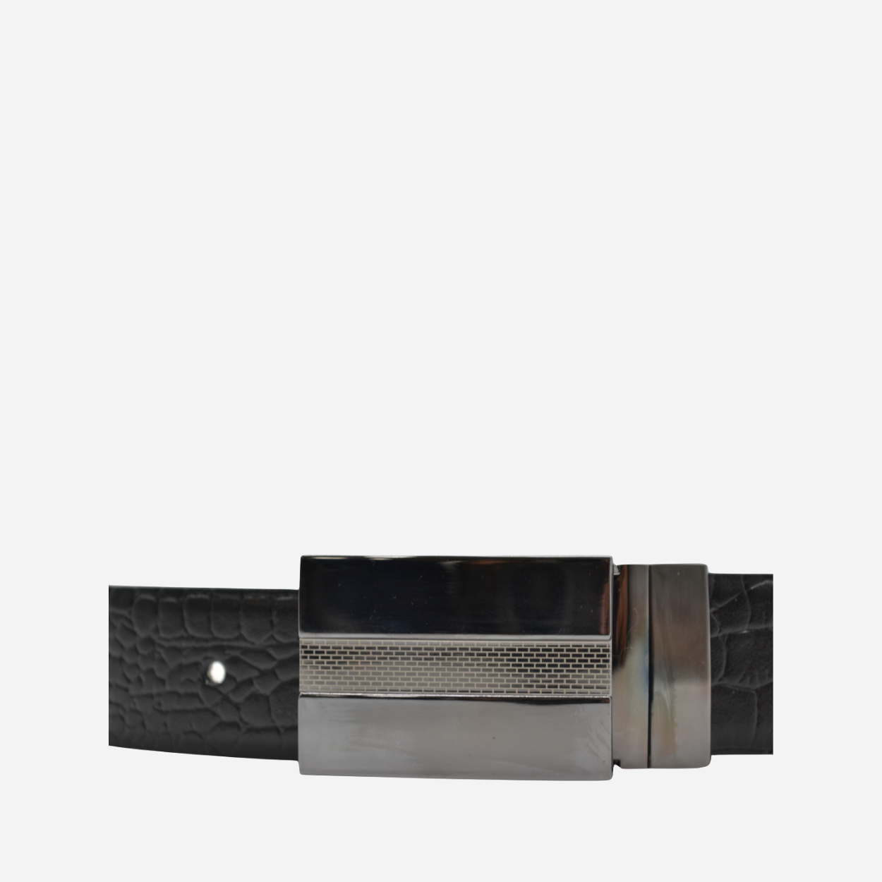 Lonsdale Embossed Leather Belt - Reversible Silver Buckle