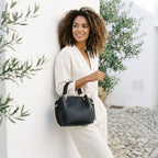 LUCY - Black Vegan Leather Handbag & Crossbody Bag - BeltNBags