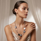 Lyra Monochrome Multi-Ring Statement Necklace - BeltNBags