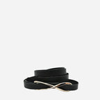 MARENGO - Women's Black Genuine Leather Skinny Belt